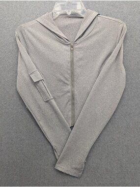 Zich Hoodie Womens Small Gray Full Zip Cropped Lightweight Long Sleeve Stretch